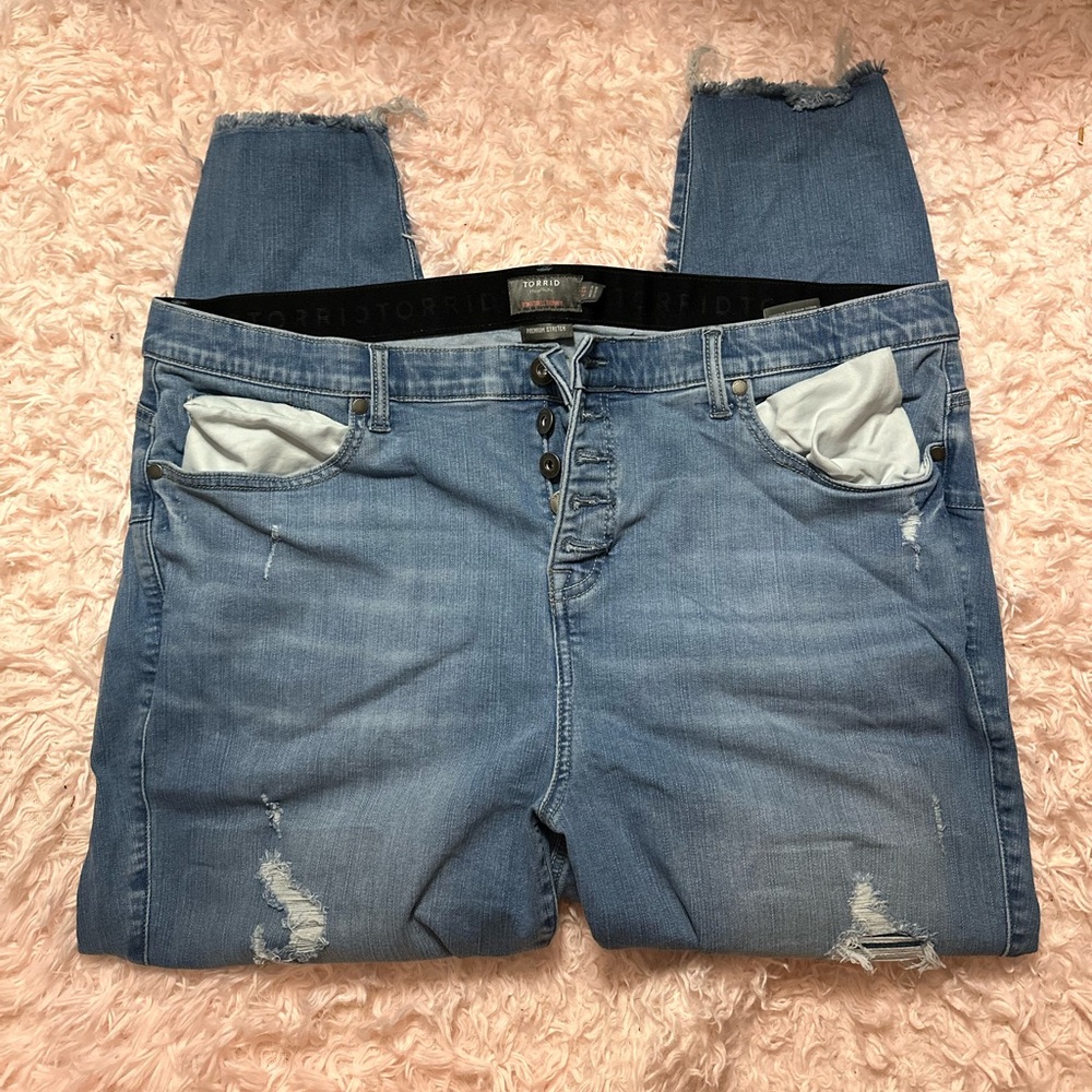 Torrid Bombshell High Waisted Button Fly Skinny Jeans